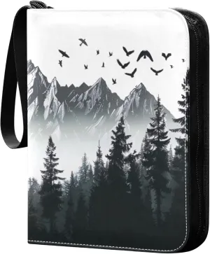 Mountain Card Binder 4 Pocket Collectible Trading Card Albums with 50 Sleeves Double Side PU Waterproof 3 Ring for Sports & Game Cards