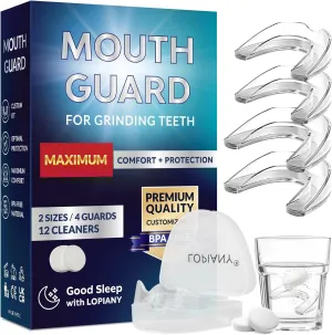 Mouth Guard for Grinding Teeth at Night, Night Guards for Teeth Grinding, Mouthguards for Grinding of Teeth, Mouth Guard for Sleeping with 12 Cleaning Tablets