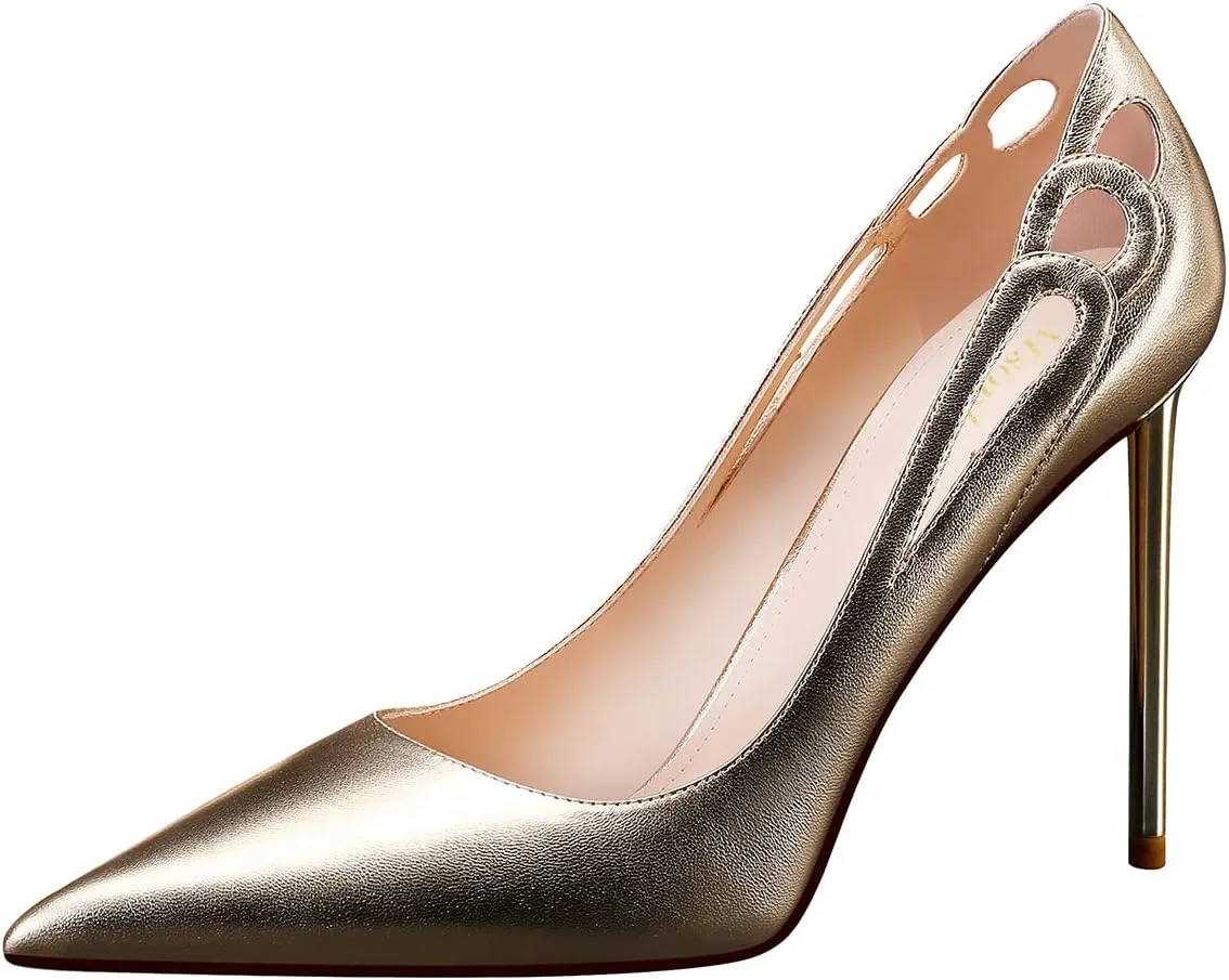 MSONLYDN Pumps High Heels for Women Sexy Leather Heels Women Stiletto Pointed Toe for Wedding 4.13 inch