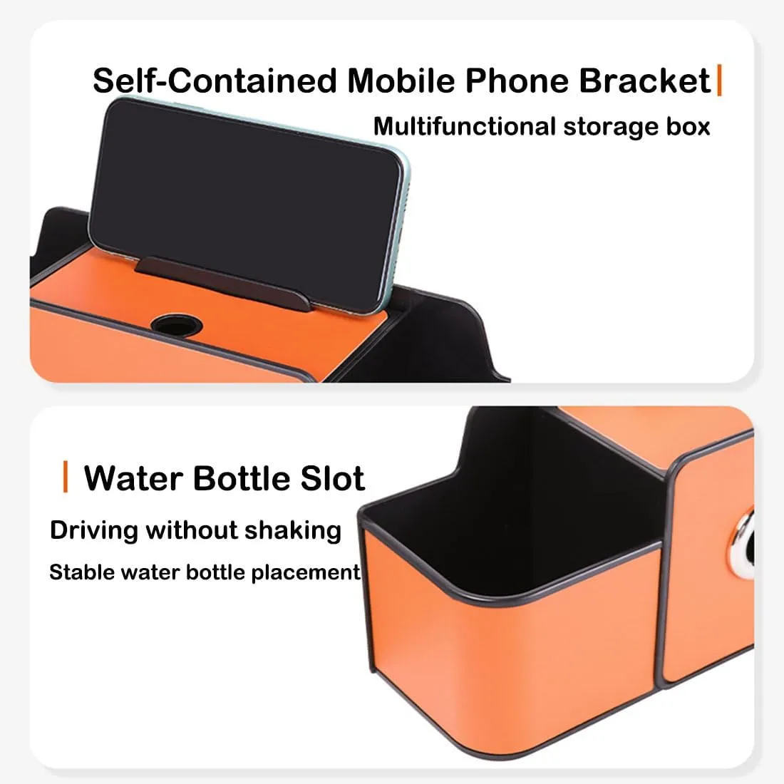 Multifunctional Backseat Storage Box, Hanging Universal Waterproof Backrest Organizer Bag, Car-Mounted Tissue Boxs with 2 Drink Cup Holders (2pcs Orange)