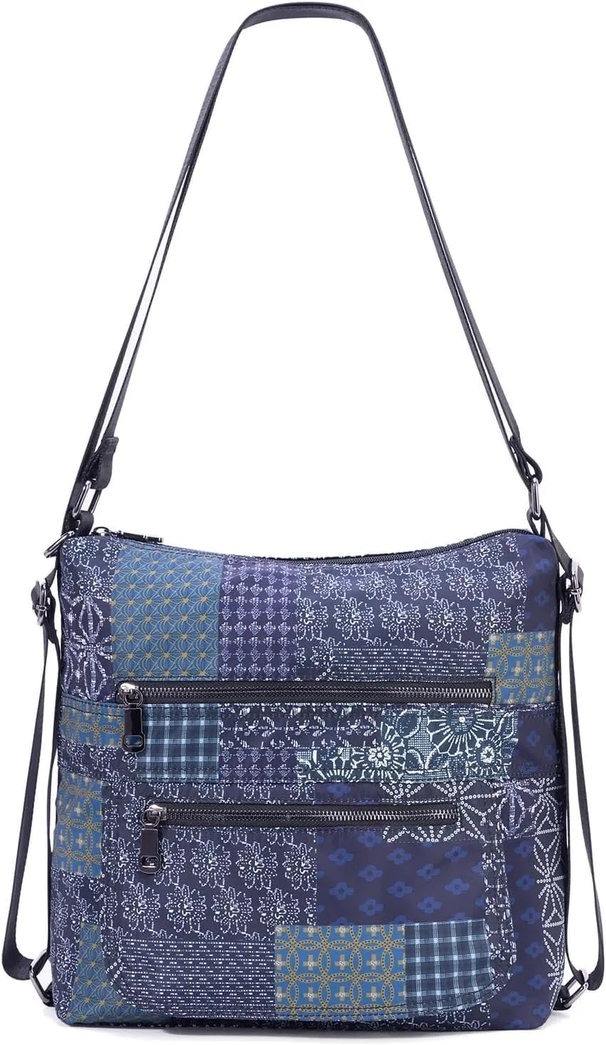 Multiple Compartments Satchel Handbags Waterproof Nylon Crossbody Bags for Women Adjustable Strap Tote for Ladies