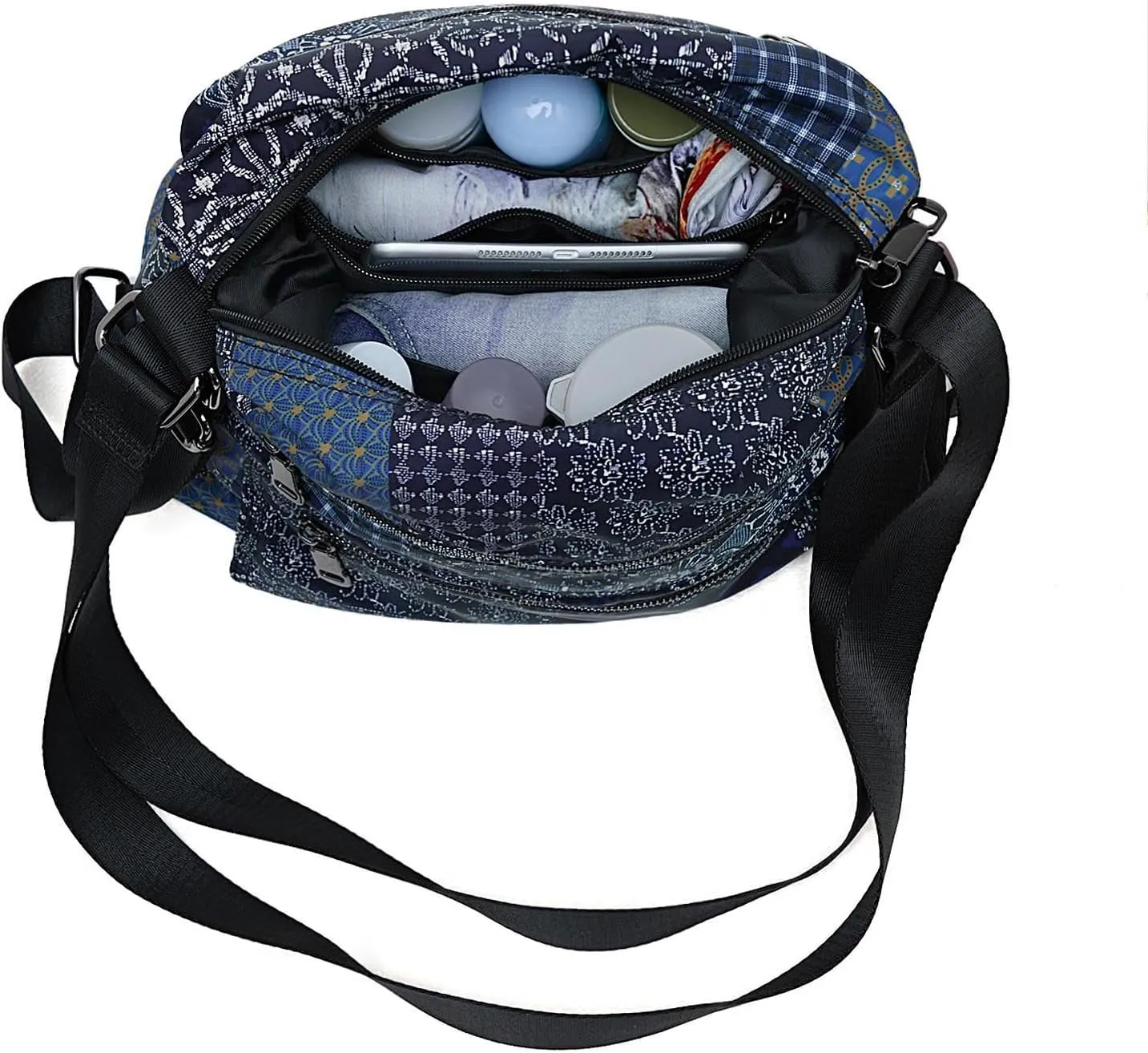 Multiple Compartments Satchel Handbags Waterproof Nylon Crossbody Bags for Women Adjustable Strap Tote for Ladies