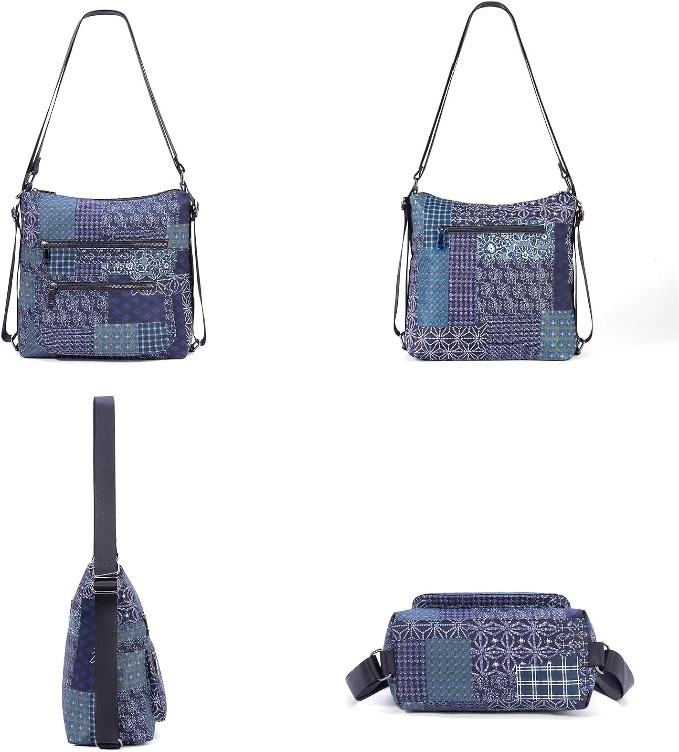 Multiple Compartments Satchel Handbags Waterproof Nylon Crossbody Bags for Women Adjustable Strap Tote for Ladies