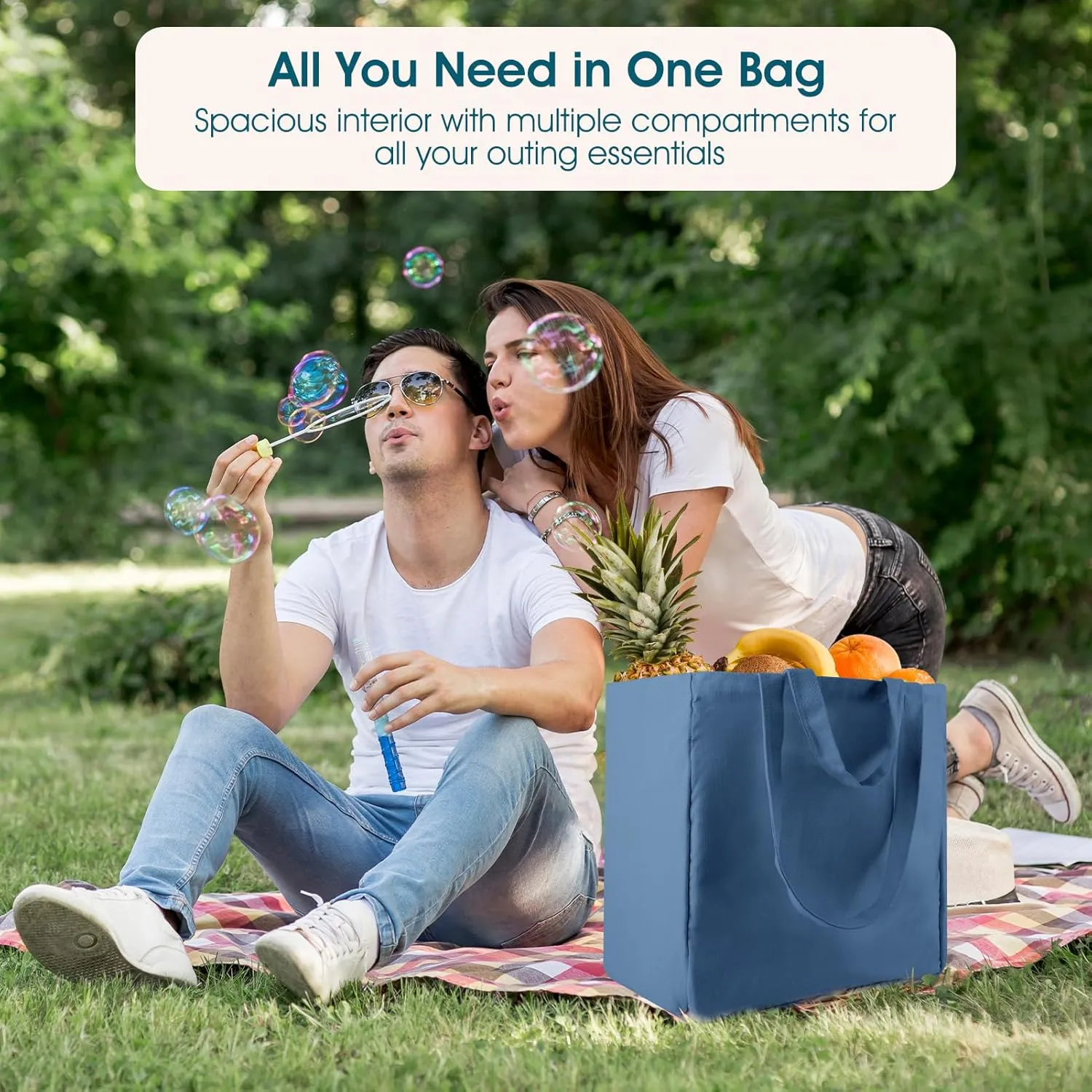 musbus Large Canvas Tote Bag-Organic Cotton, 3-Pack Eco-Friendly Reusable Grocery Bags with Pockets/Bottle Sleeves, Washable Shopping/Farmers Market, Long Shoulder Strap and Short Handle, Foldable