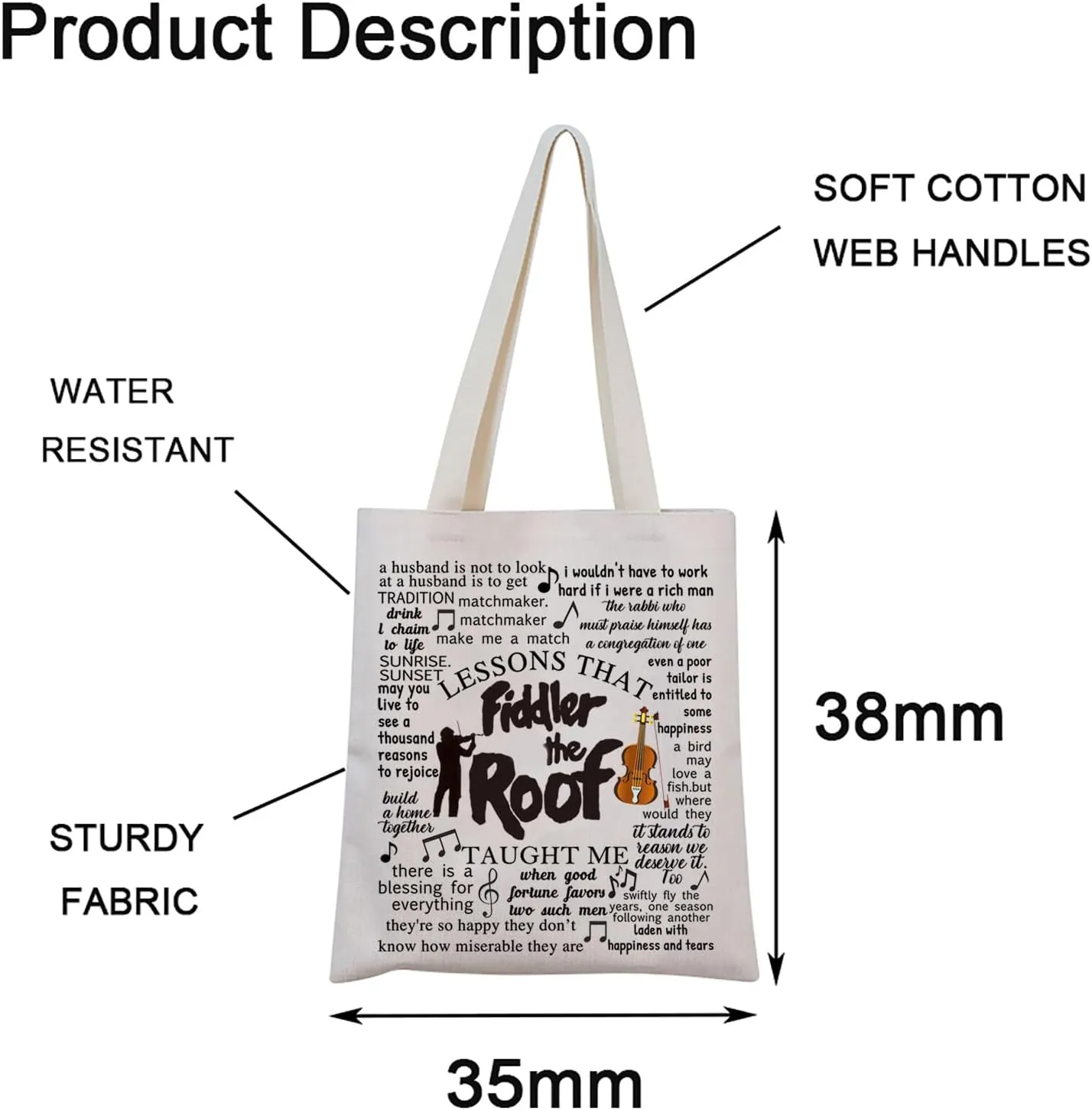 Musical Encouragement Quote Tote Bag Musical Lover Gift Merchandise
