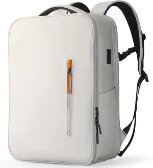 Muzee Travel Backpack for Women, 17 Inch Laptop Backpack With USB Plug,Flight Approved Backpack Business Backpack Casual Daypack (White)