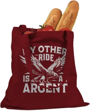 My Other Ride is an Argent Cotton Canvas Tote Bag