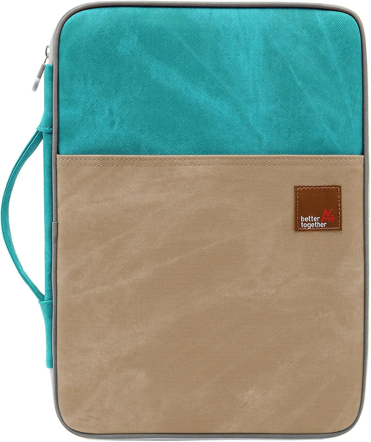 mygreen Zipper Portfolio Organizer A4 Note Pouch-Waterproof Document Bags/Zipper Binder/Paper Case Green and Khaki