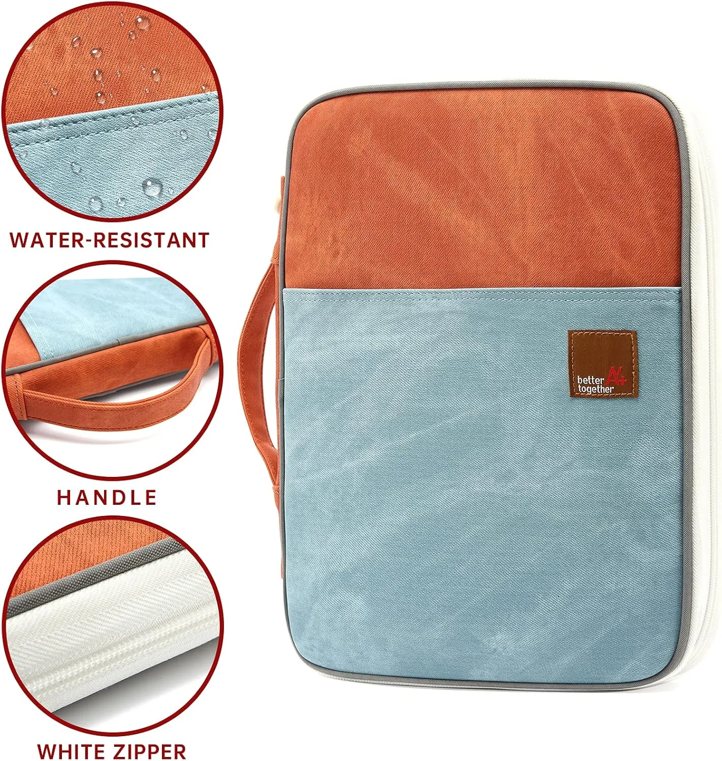 mygreen Zipper Portfolio Organizer A4 Note Pouch-Waterproof Document Bags/Zipper Binder/Paper Case Green and Khaki