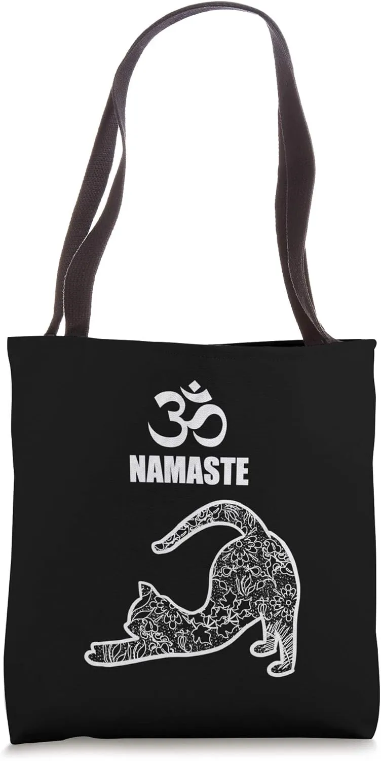 Namaste Downward Cat Asana Cute Yogi Exercise Cat Lover Gift Tote Bag