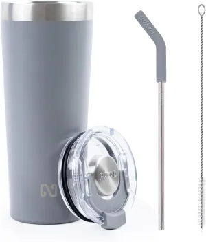 NAYAD 22oz Tumbler with Lid and Straw Travel Coffee Mug Insulated Stainless Steel Insulated Coffee Tumbler Fits Cup Holders For Cold and Hot, Grey