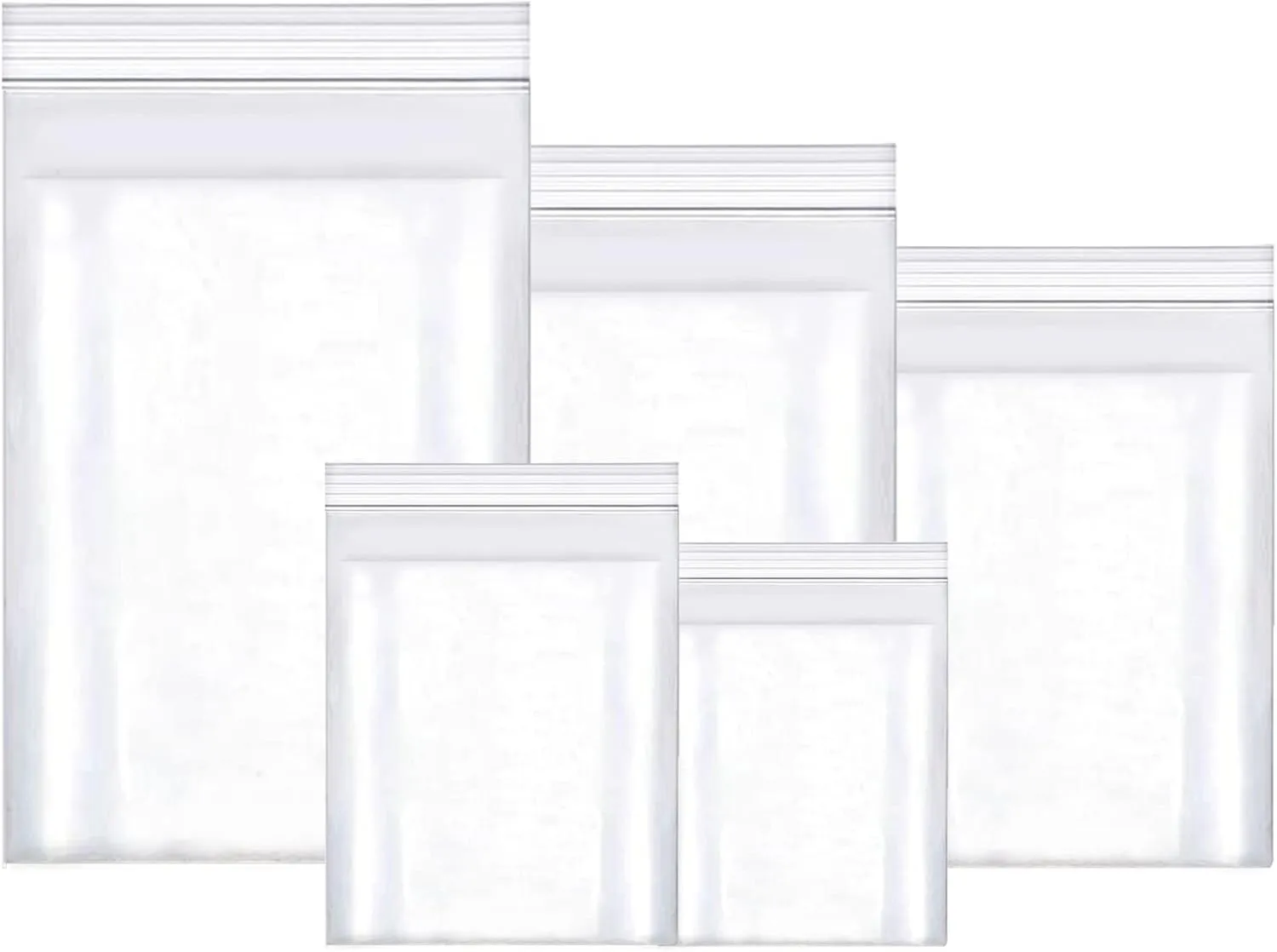 newlng Small Bag 500PCS Small Plastic Bags Resealable Poly Bags 6.3mil Clear Poly Bag for Jewelry, Candy,Snacks, Bead, Coins, Crafts, Seeds (5 Assorted Sizes)