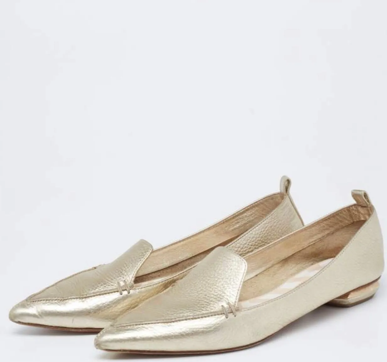 NICHOLAS KIRKWOOD - GOLD LEATHER POINTED FLATS