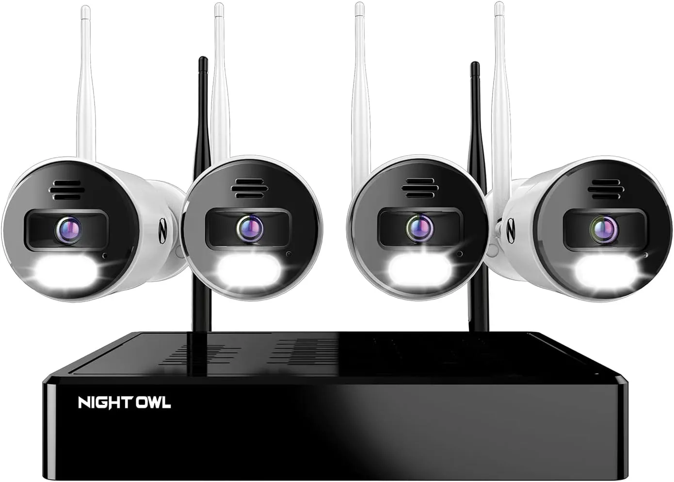 Night Owl 10 Channel Bluetooth Video Home Security Camera System with (4) Wi-Fi IP 4K HD Indoor/Outdoor Spotlight Cameras 2-Way Audio and 1TB Hard Drive, BTWN8-4L1