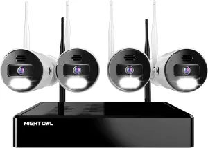 Night Owl 10 Channel Bluetooth Video Home Security Camera System with (4) Wi-Fi IP 4K HD Indoor/Outdoor Spotlight Cameras 2-Way Audio and 1TB Hard Drive, BTWN8-4L1