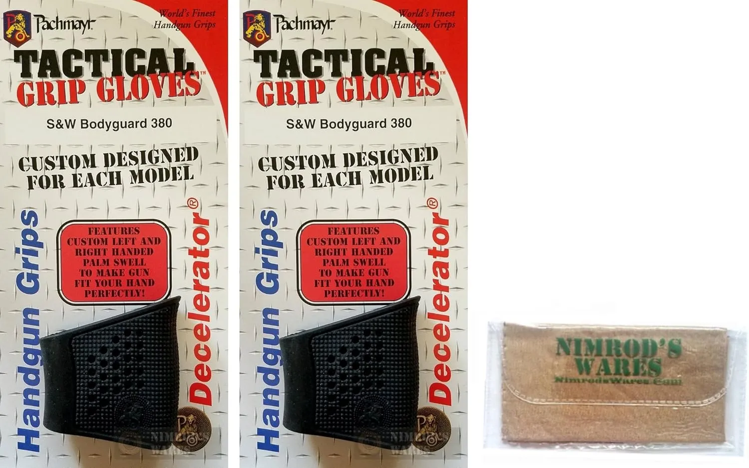 Nimrod's Wares 2-Pack Pachmayr 05173 Tactical Grip Glove Sleeves S&W Bodyguard Microfiber Cloth