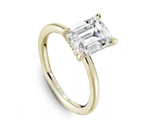 Noam Carver Emerald Center Hidden Halo Diamond Engagement Ring Setting in 14K Yellow/White Gold (.08ctw)