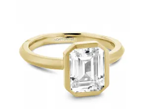 Noam Carver Emerald Center Solitaire Diamond Engagement Ring Setting in 14K Yellow Gold