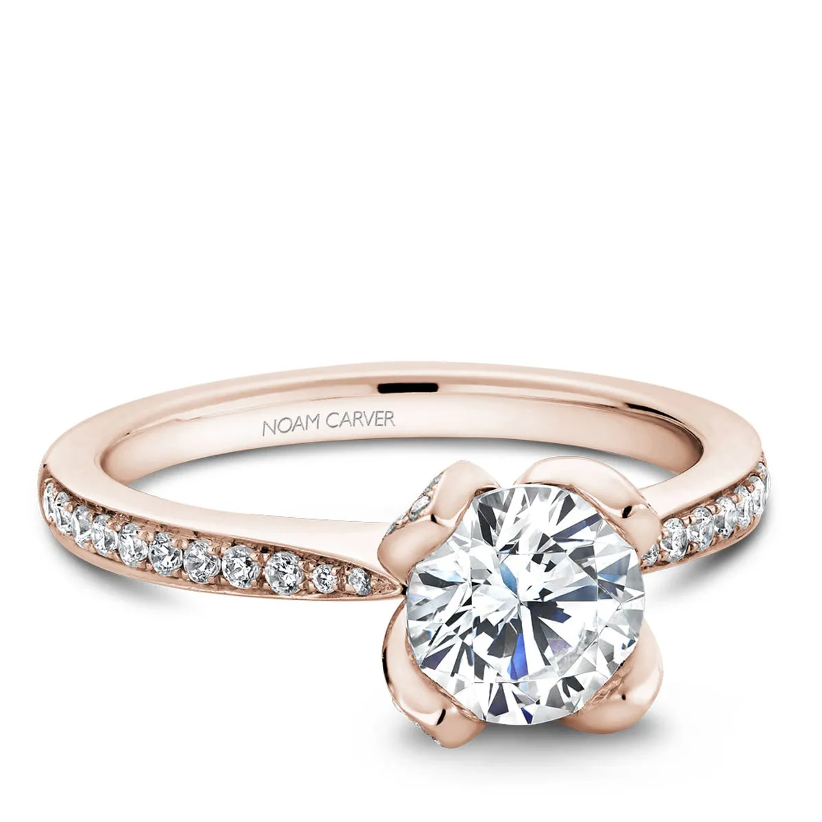Noam Carver Floral Diamond Engagement Ring Setting in Rose Gold