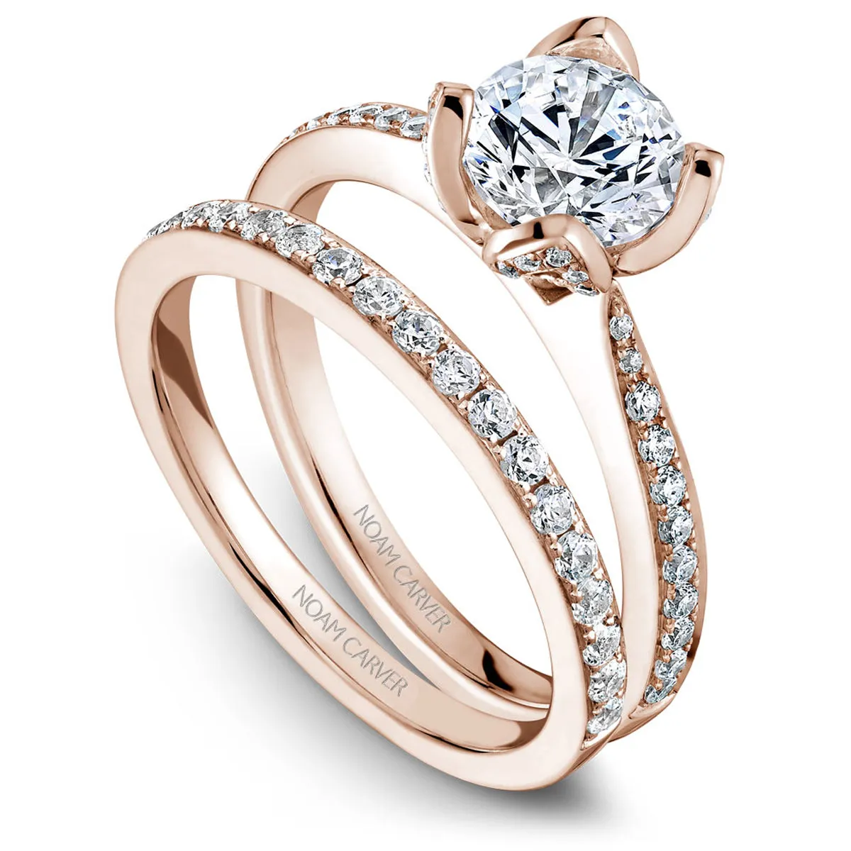 Noam Carver Floral Diamond Engagement Ring Setting in Rose Gold