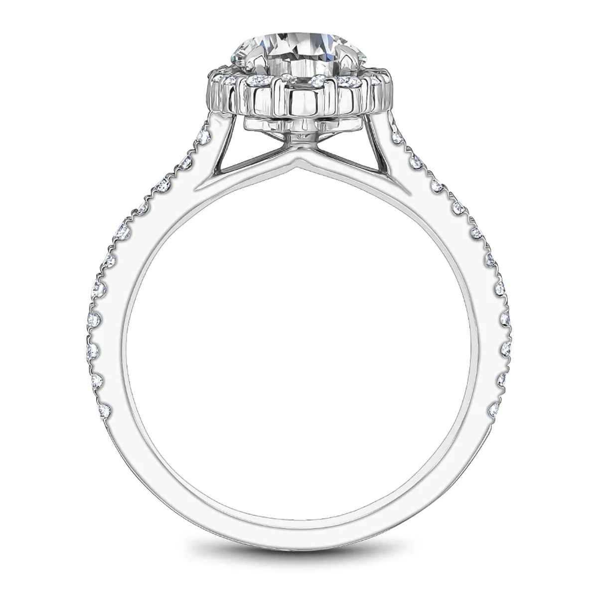 Noam Carver Graduated Halo Diamond Engagement Ring Setting in White Gold