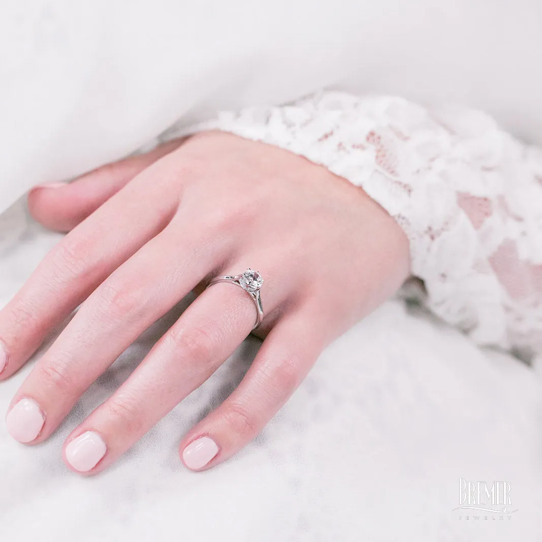 Noam Carver Hidden Halo Solitaire Engagement Ring Setting in White Gold