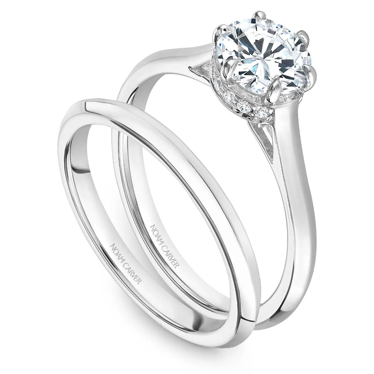 Noam Carver Hidden Halo Solitaire Engagement Ring Setting in White Gold