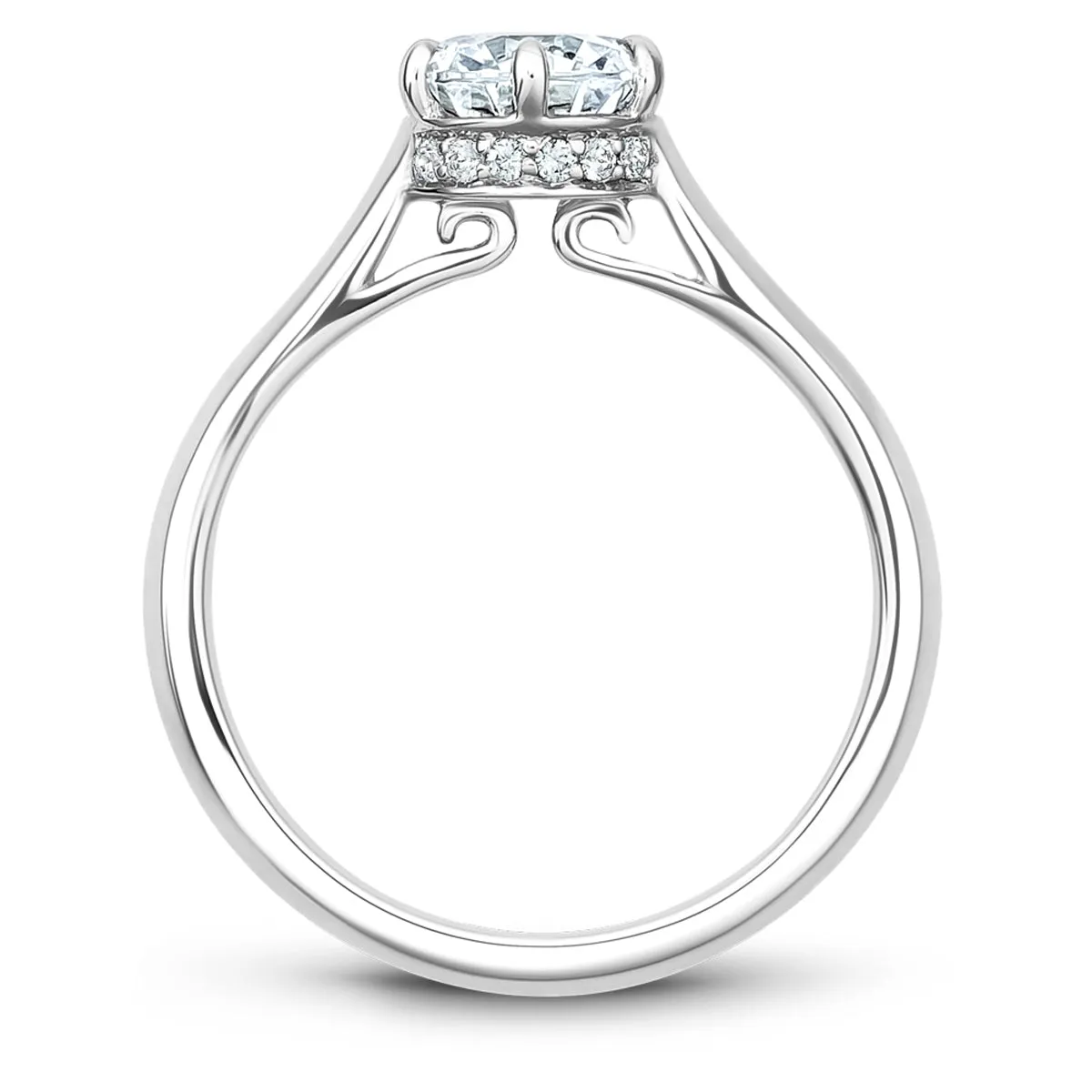 Noam Carver Hidden Halo Solitaire Engagement Ring Setting in White Gold