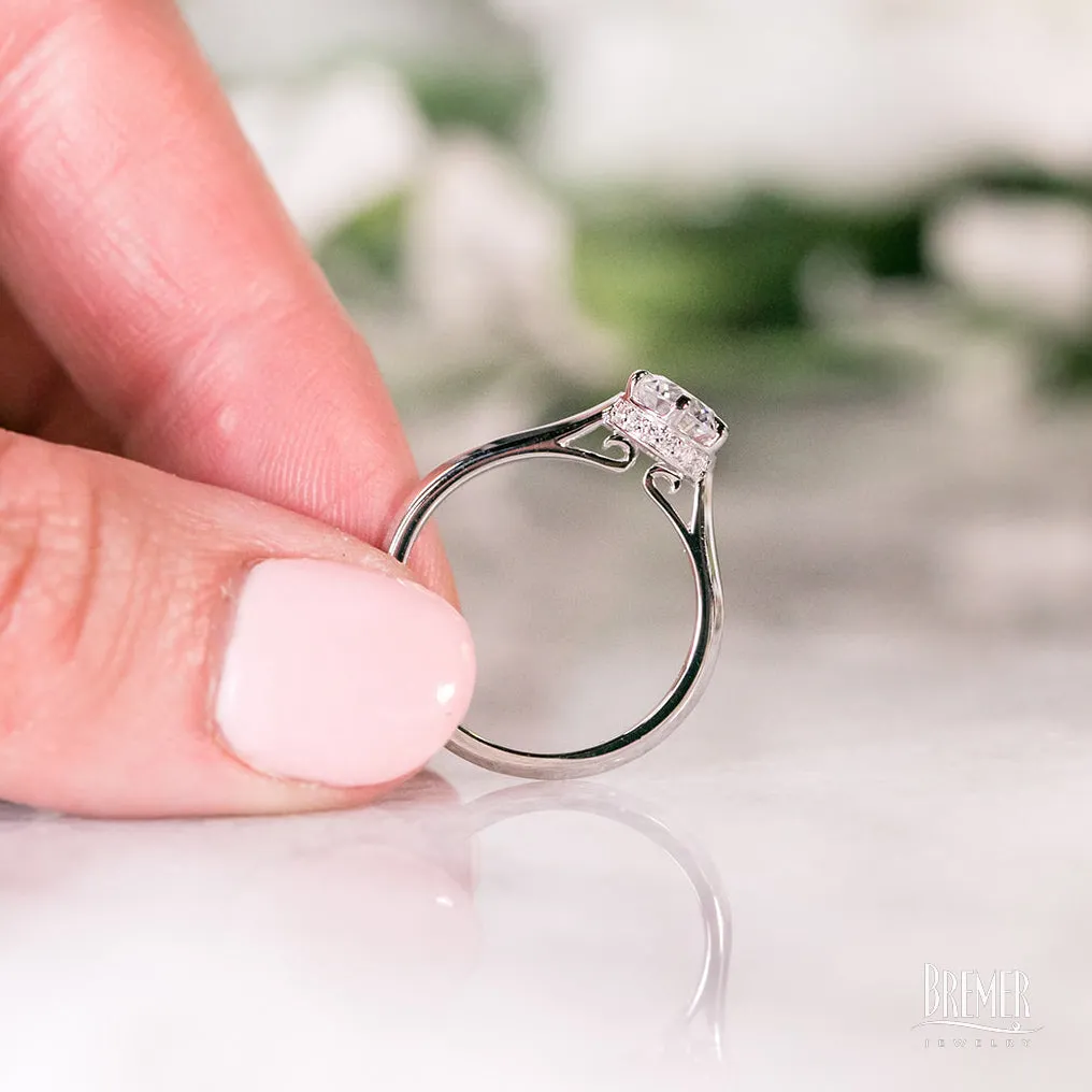 Noam Carver Hidden Halo Solitaire Engagement Ring Setting in White Gold
