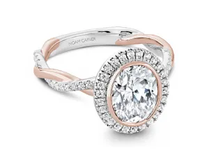Noam Carver Oval Center Halo Diamond Engagement Ring Setting in 14K White/Rose Gold (0.34ctw)