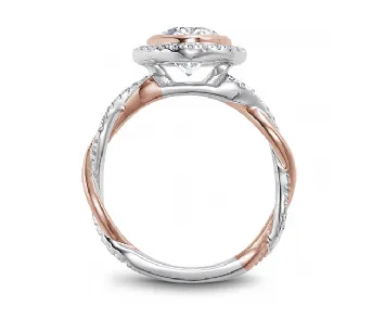 Noam Carver Oval Center Halo Diamond Engagement Ring Setting in 14K White/Rose Gold (0.34ctw)