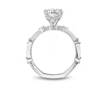 Noam Carver Oval Center Hidden Halo Diamond Engagement Ring Setting in 14K White Gold (0.21ctw)