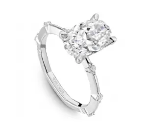 Noam Carver Oval Center Hidden Halo Diamond Engagement Ring Setting in 14K White Gold (0.21ctw)