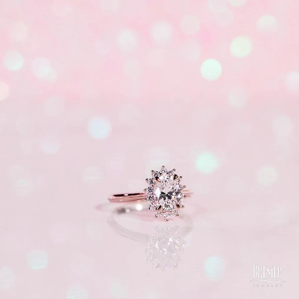 Noam Carver Oval Halo Diamond Engagement Ring Setting in 14K Rose Gold (0.30ctw)