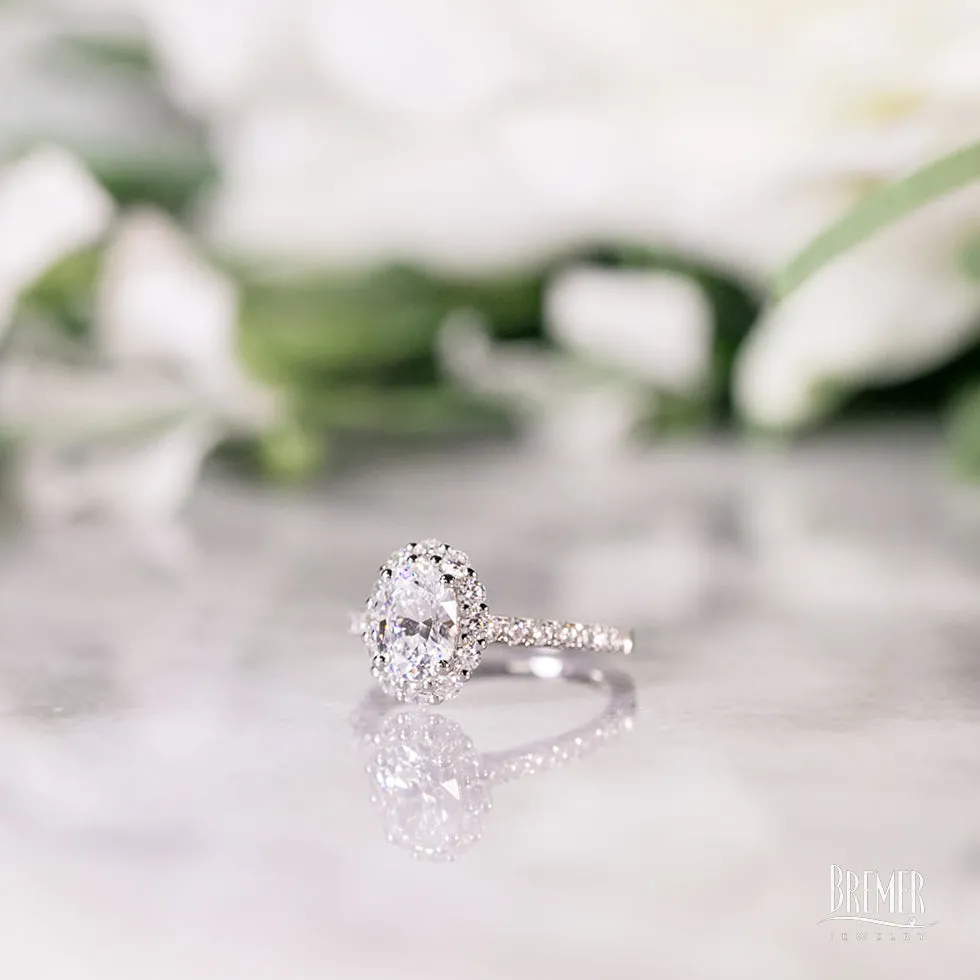 Noam Carver Oval Halo Diamond Engagement Ring Setting in White Gold
