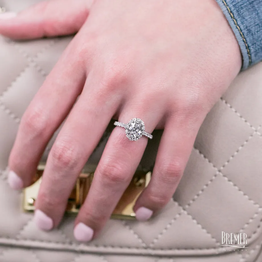 Noam Carver Oval Halo Diamond Engagement Ring Setting in White Gold