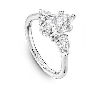 Noam Carver Pear Center Three-Stone Diamond Engagement Ring Setting in 14K White Gold (0.50ctw)
