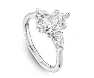 Noam Carver Pear Center Three-Stone Diamond Engagement Ring Setting in 14K White Gold (0.50ctw)