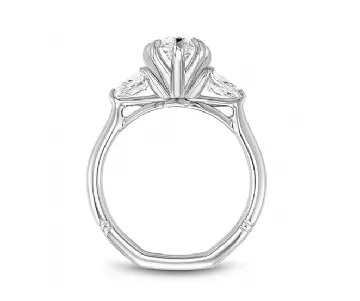 Noam Carver Pear Center Three-Stone Diamond Engagement Ring Setting in 14K White Gold (0.50ctw)