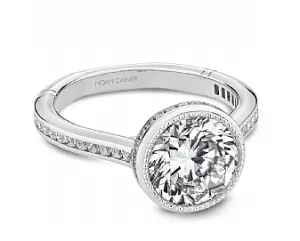 Noam Carver Round Center Halo Diamond Engagement Ring Setting in 14K White Gold (037ctw)