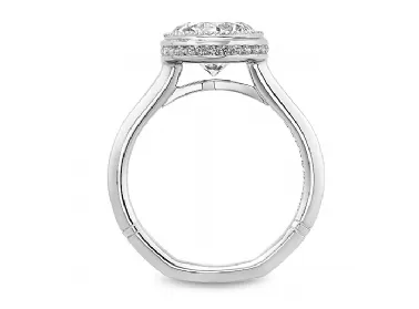 Noam Carver Round Center Halo Diamond Engagement Ring Setting in 14K White Gold (037ctw)