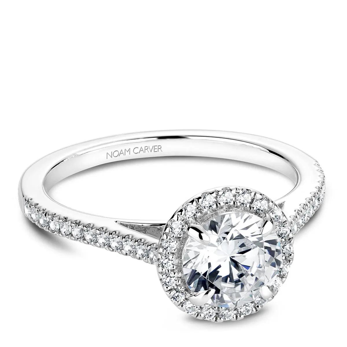 Noam Carver Round Halo Diamond Engagement Ring Setting in White Gold