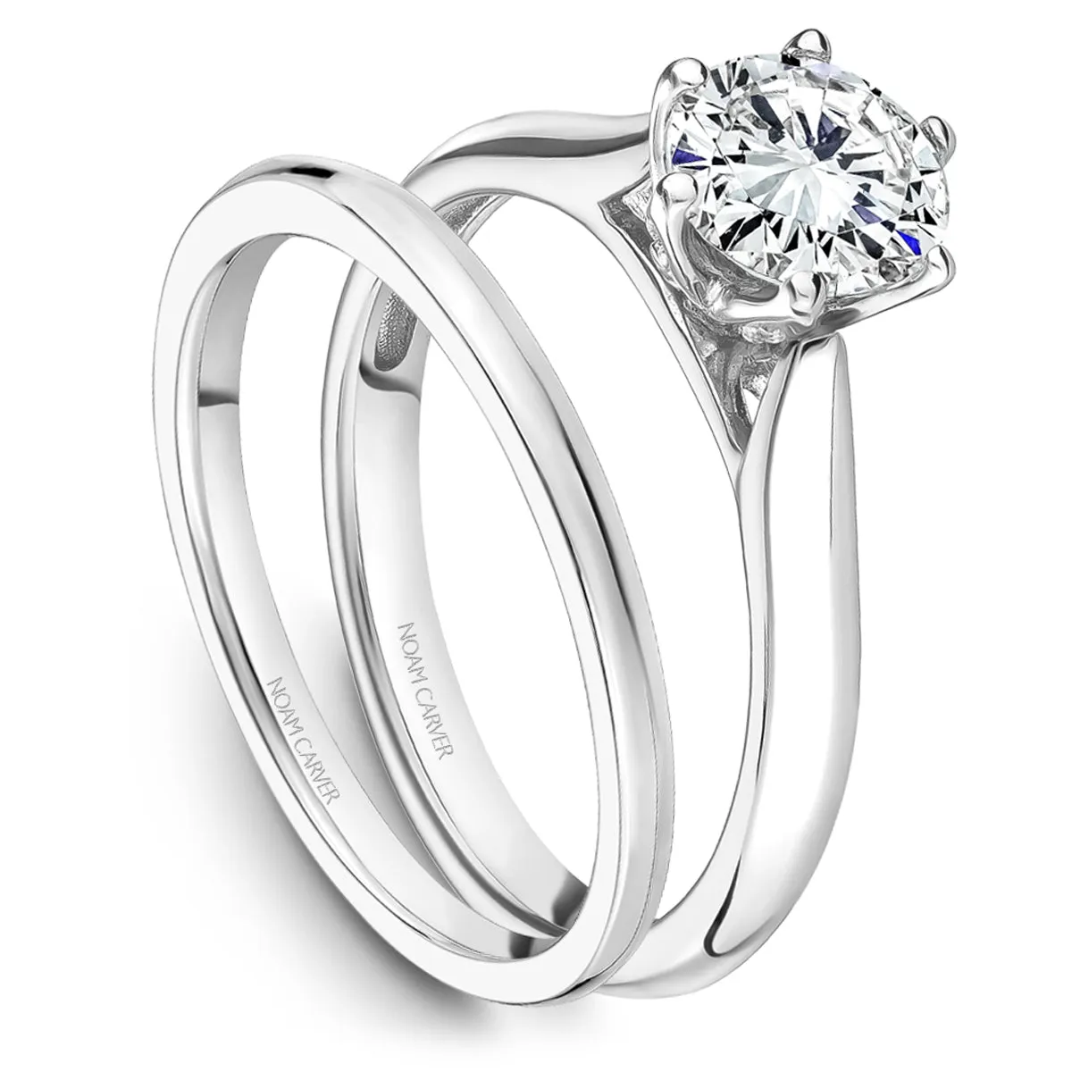 Noam Carver Six-Prong Solitaire Engagement Ring Setting in White Gold