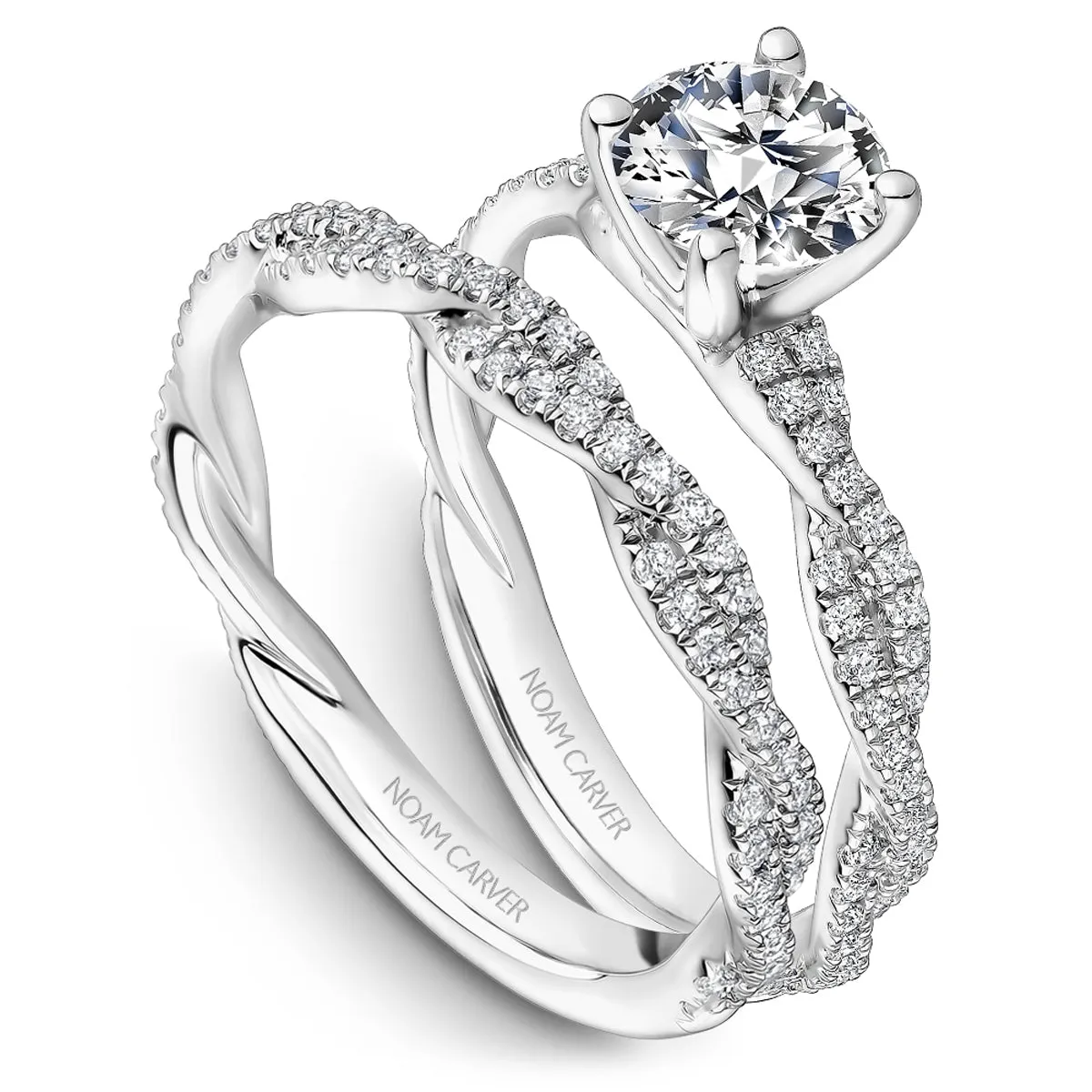Noam Carver Twist Diamond Engagement Ring Setting in White Gold