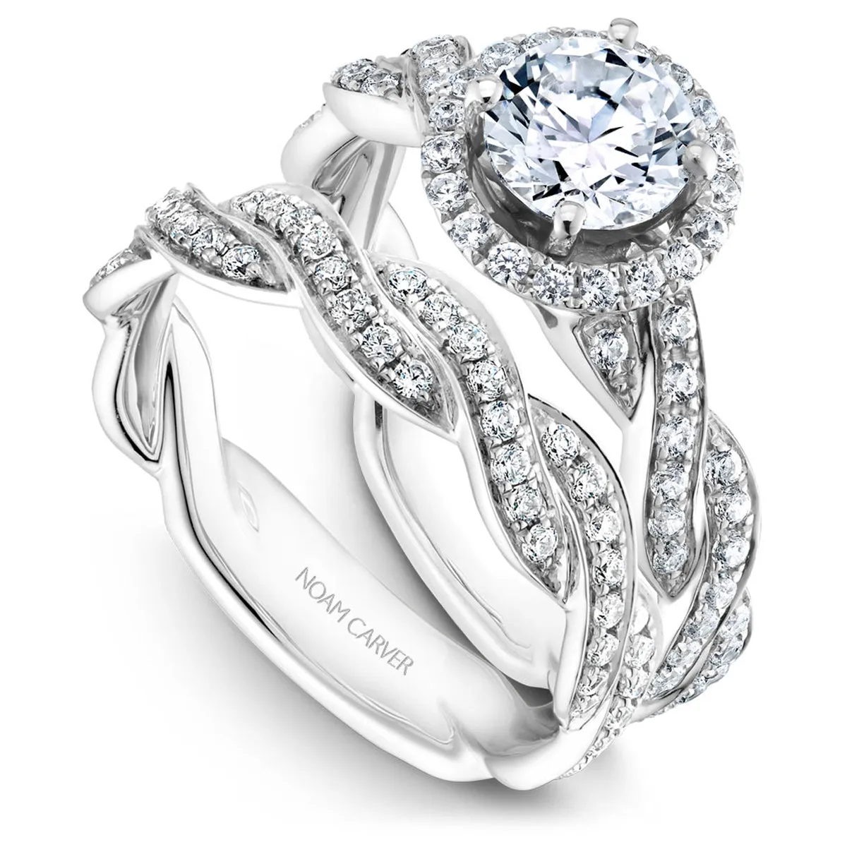 Noam Carver Twist Diamond Engagement Ring Setting in White Gold
