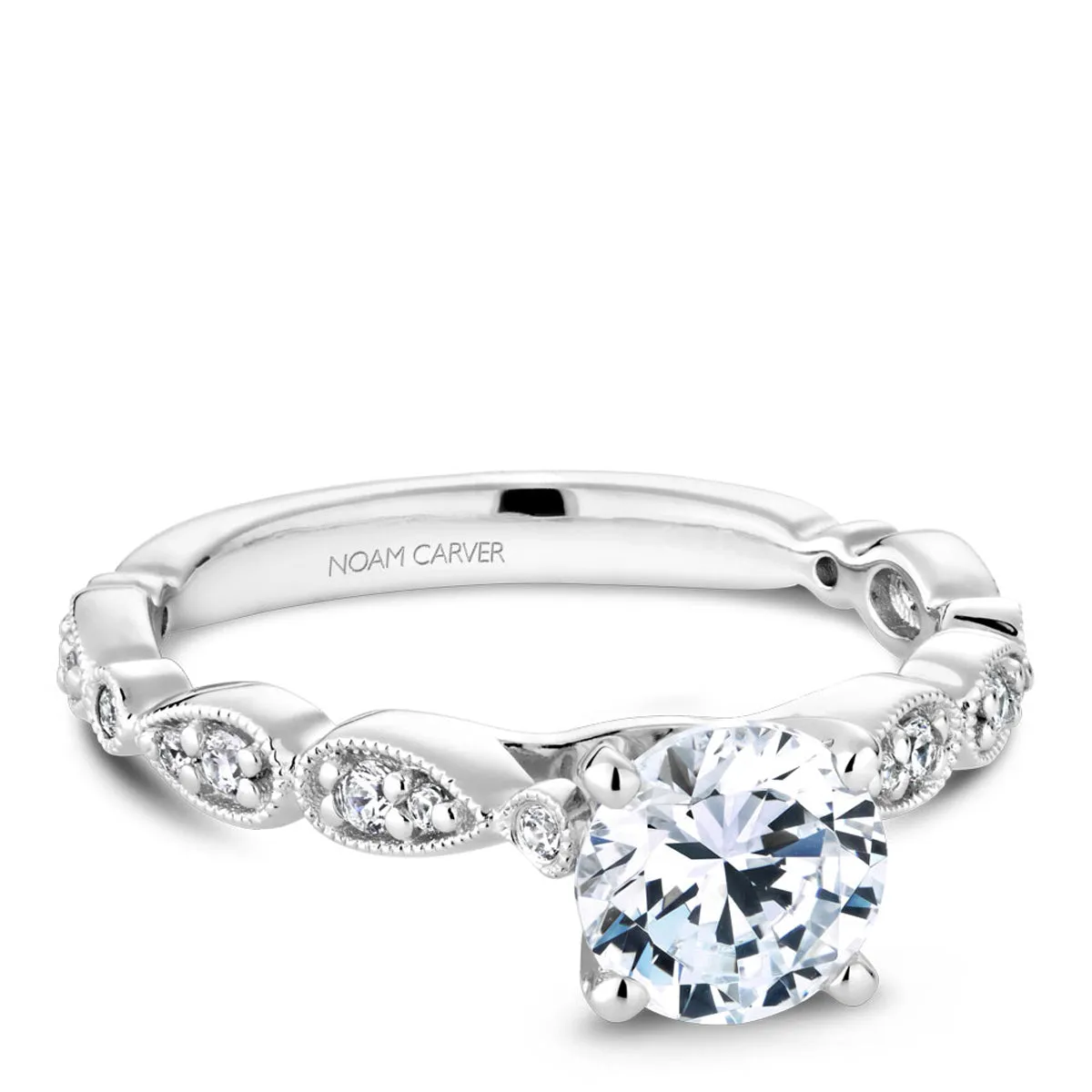 Noam Carver Vintage Diamond Engagement Ring Setting in White Gold