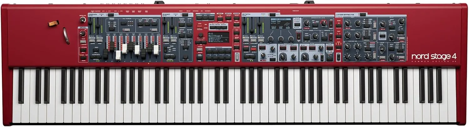 Nord Stage 4 88 Digital Piano Bundle with Adjustable Stand, Bench, Sustain Pedal, Headphones, Instrument Cable, and Austin Bazaar Polishing Cloth