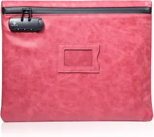 Notary Bag with Lock, 13.6 x 10 Inches Heavy Duty Notary Supply Bag for All Notary Journal, Stamp, Embosser, Ink Pad and Valuables Storage Bag (Ruby Red, L)