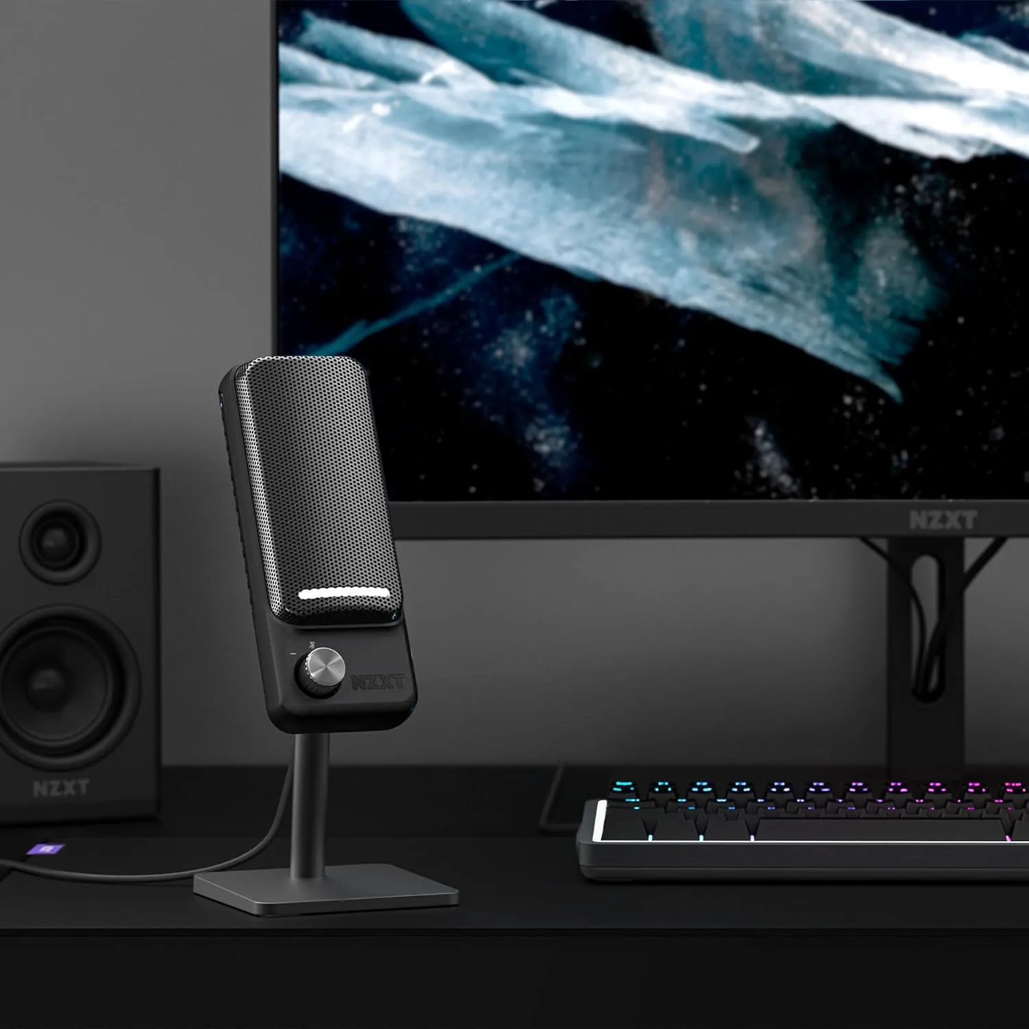 NZXT Capsule Elite - Premium USB Condenser Microphone for Gaming, Streaming, Podcasting, and Recording - Studio-Quality Sound - Multi-Position Design - DTS Software - RGB Lighting - Black