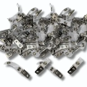 OfficeGear Crocodile Lapel Clips [100 Pack] for Event Badge ID Card, Name Tag Holder - Metal Clip with Loop and Press-Stud